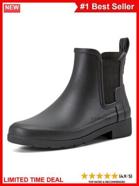 Hunter Refined Chelsea Waterproof Ankle Boots Rubber Cushioned Pull On